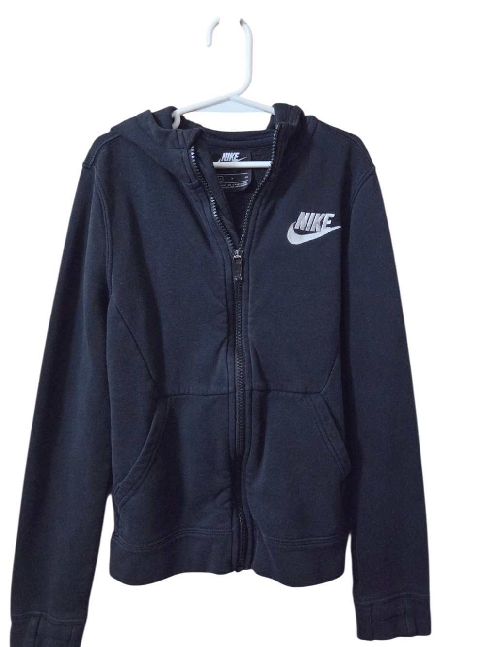 Nike Black Kids Full-Zip Hoodie with White Logo